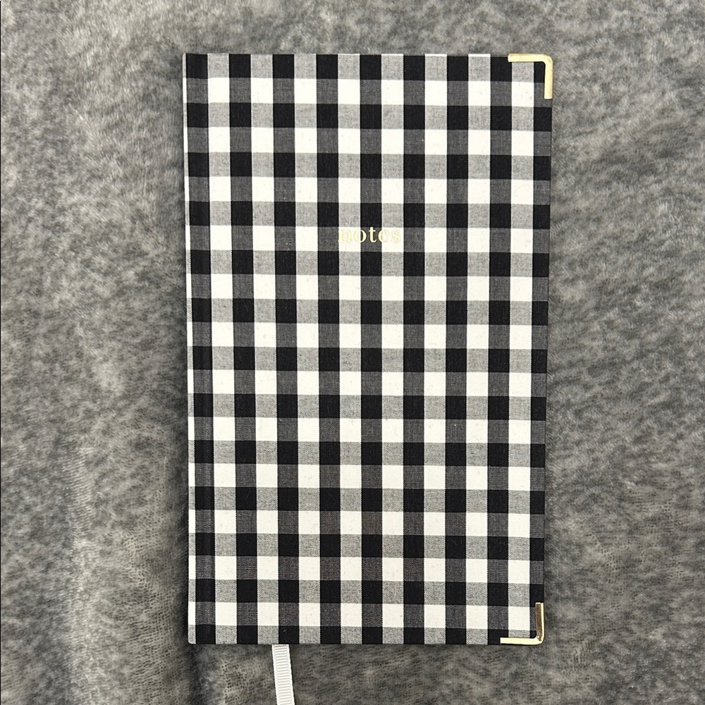 Sugar Paper Black & White Gingham Notebook with Gold Accents